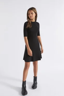 Seed Heritage Dresses-Rib Knit Dress Black