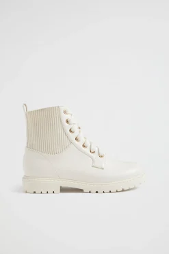 Seed Heritage Boots-Rib Panel Hiking Boot Cream