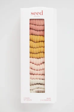 Seed Heritage Socks-Rib Sock Multipack Pink