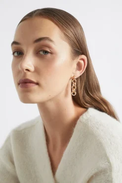 Seed Heritage Jewellery-Ridged Drop Earring Gold