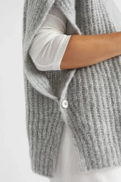 Seed Heritage Scarves & Kaftans-Roll Neck Poncho Grey Marle