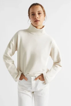 Seed Heritage Knitwear & Sweaters-Roll Neck Terry Sweat Vanilla Cream Marle