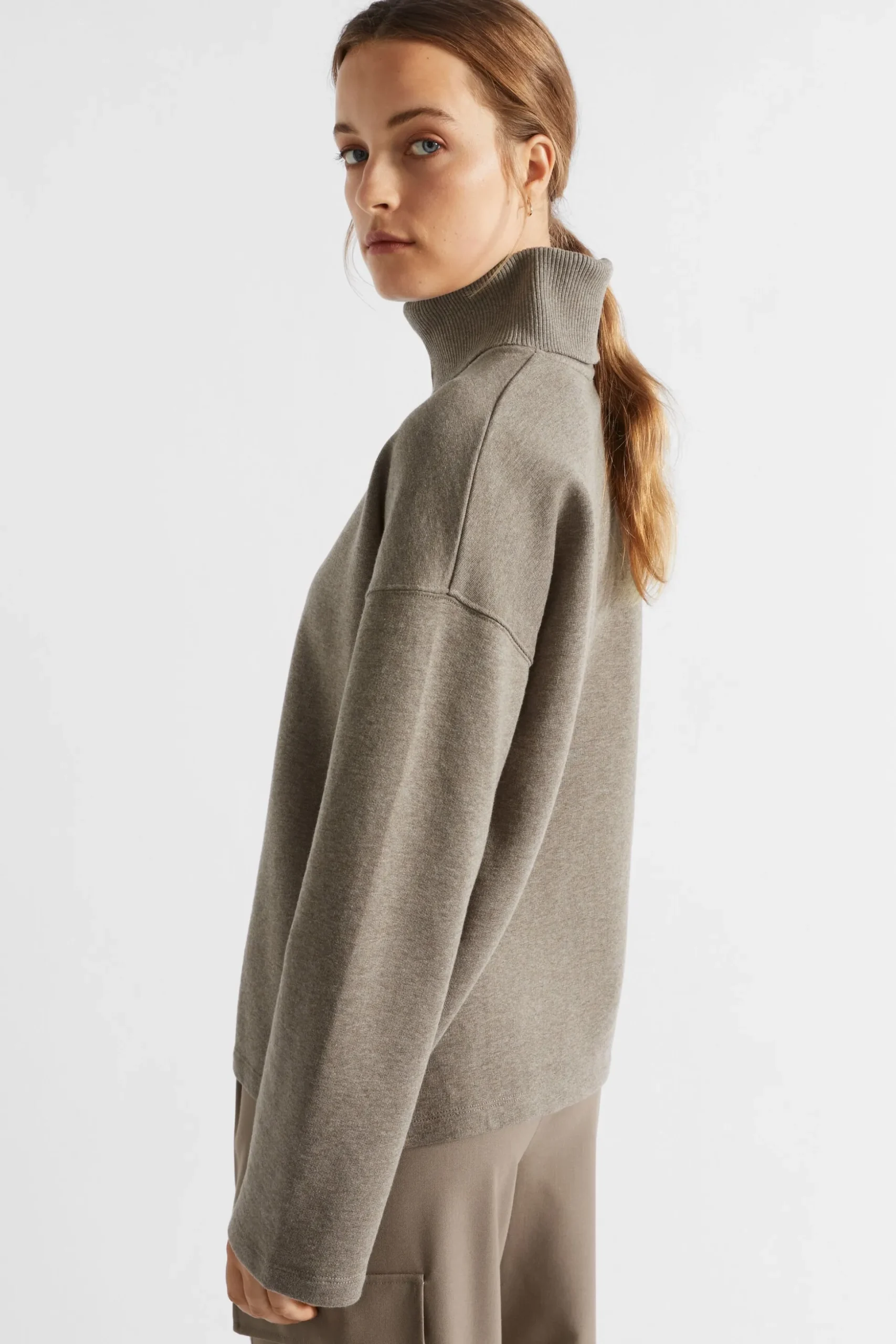 Seed Heritage Knitwear & Sweaters-Roll Neck Terry Sweat Hazel Marle
