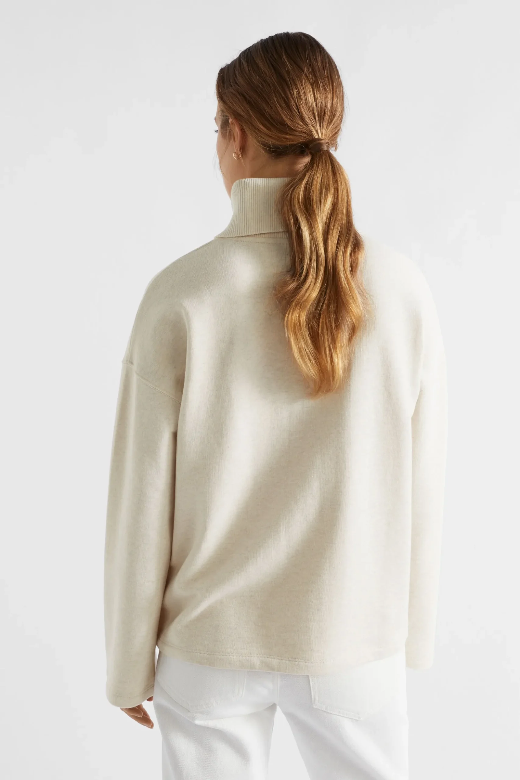 Seed Heritage Knitwear & Sweaters-Roll Neck Terry Sweat Vanilla Cream Marle