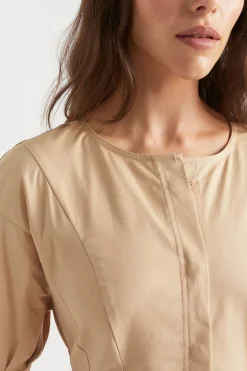 Seed Heritage Dresses-Sateen Full Hem Midi Dress Light Chestnut