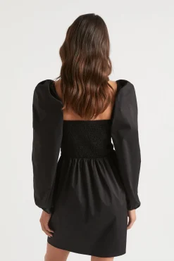 Seed Heritage Dresses-Sateen Twist Front Mini Dress Black