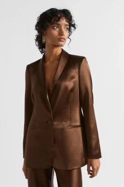 Seed Heritage Jackets & Vests-Satin Blazer Hot Chocolate