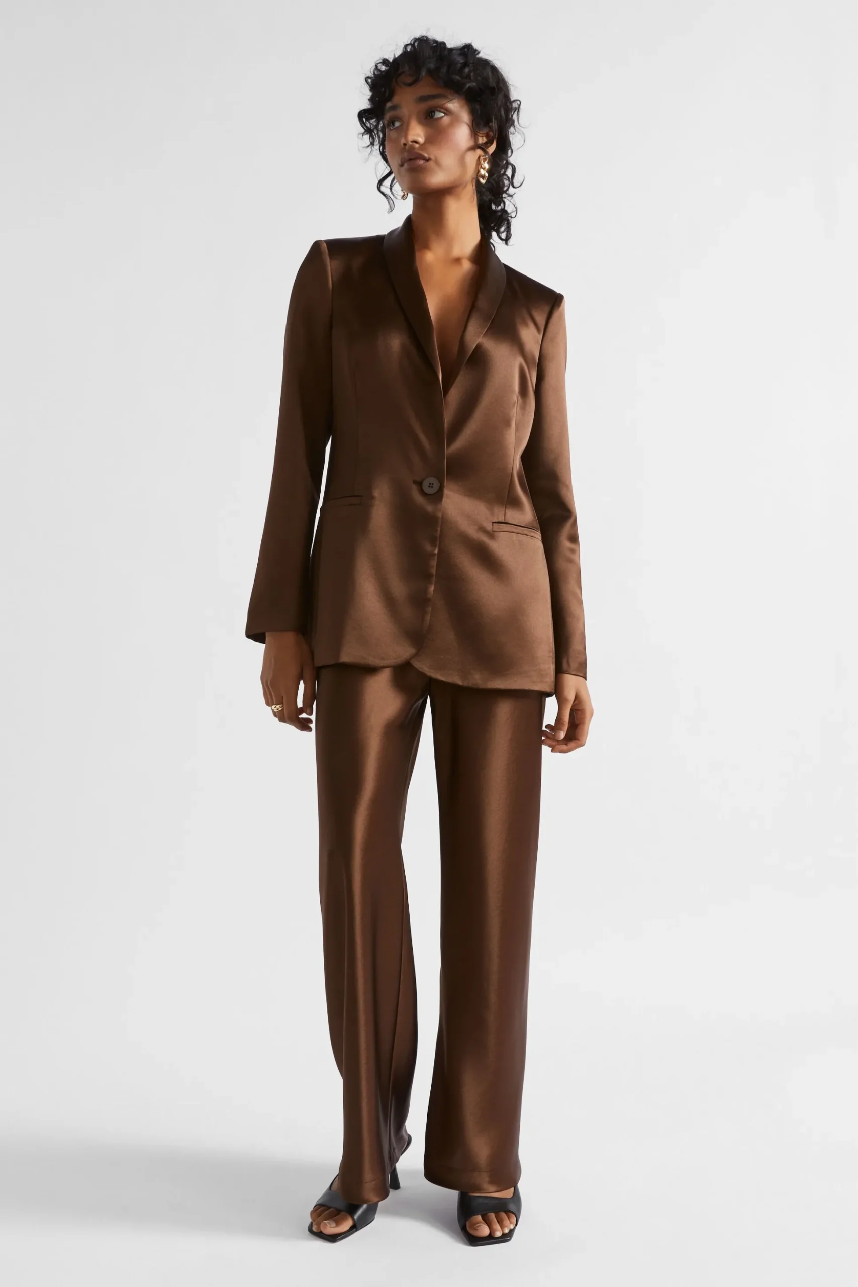 Seed Heritage Jackets & Vests-Satin Blazer Hot Chocolate