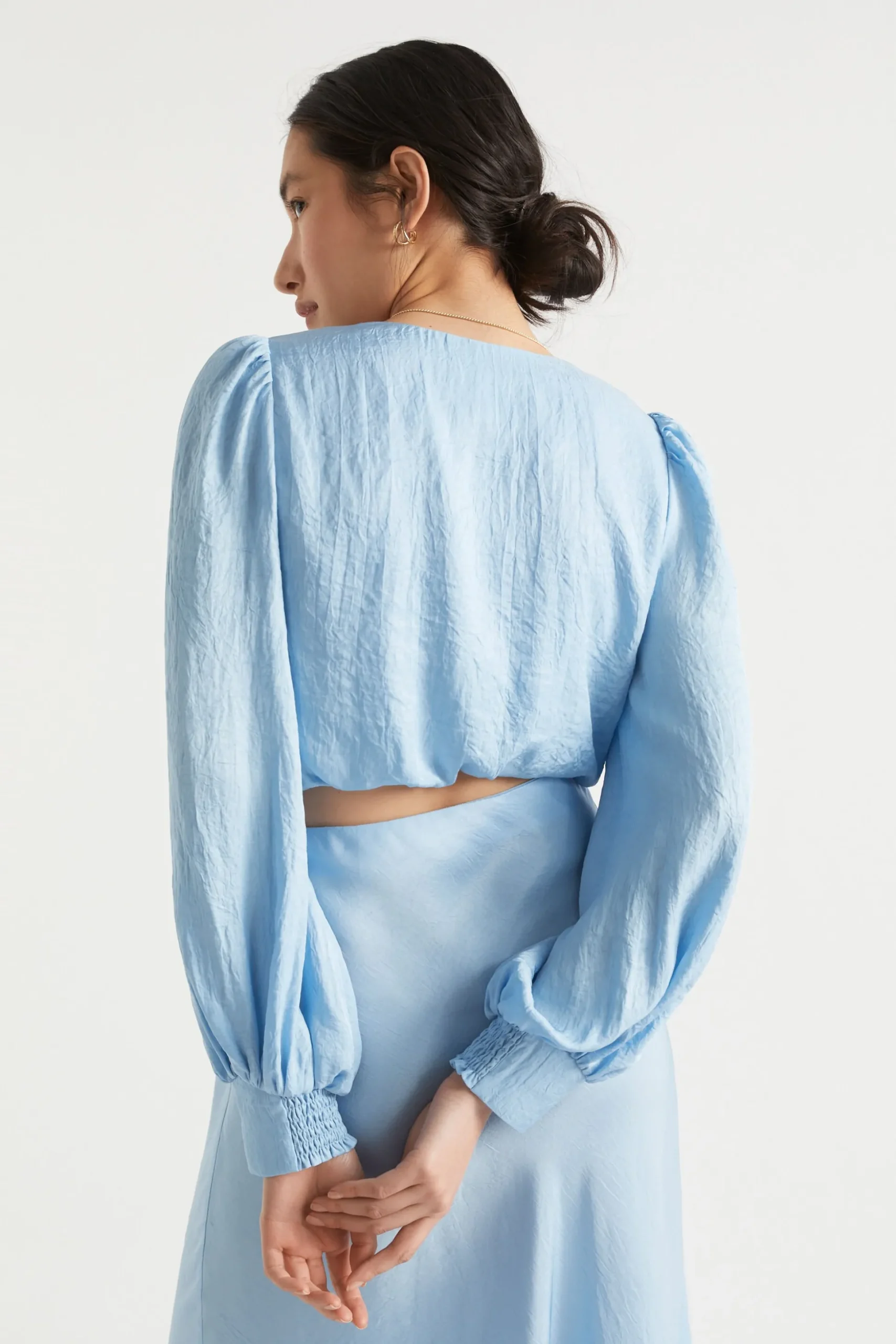 Seed Heritage T-Shirts & Tops-Satin Twist Top Bluebell