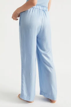 Seed Heritage Pants-Satin Wide Leg Trouser Bluebell