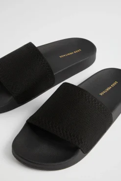 Seed Heritage Sandals & Thongs-Seed Knit Pool Slide Black