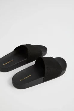 Seed Heritage Sandals & Thongs-Seed Knit Pool Slide Black