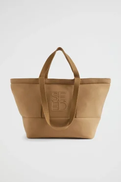 Seed Heritage Beach Bags-Seed Logo Jersey Overnight Bag Deep Brass