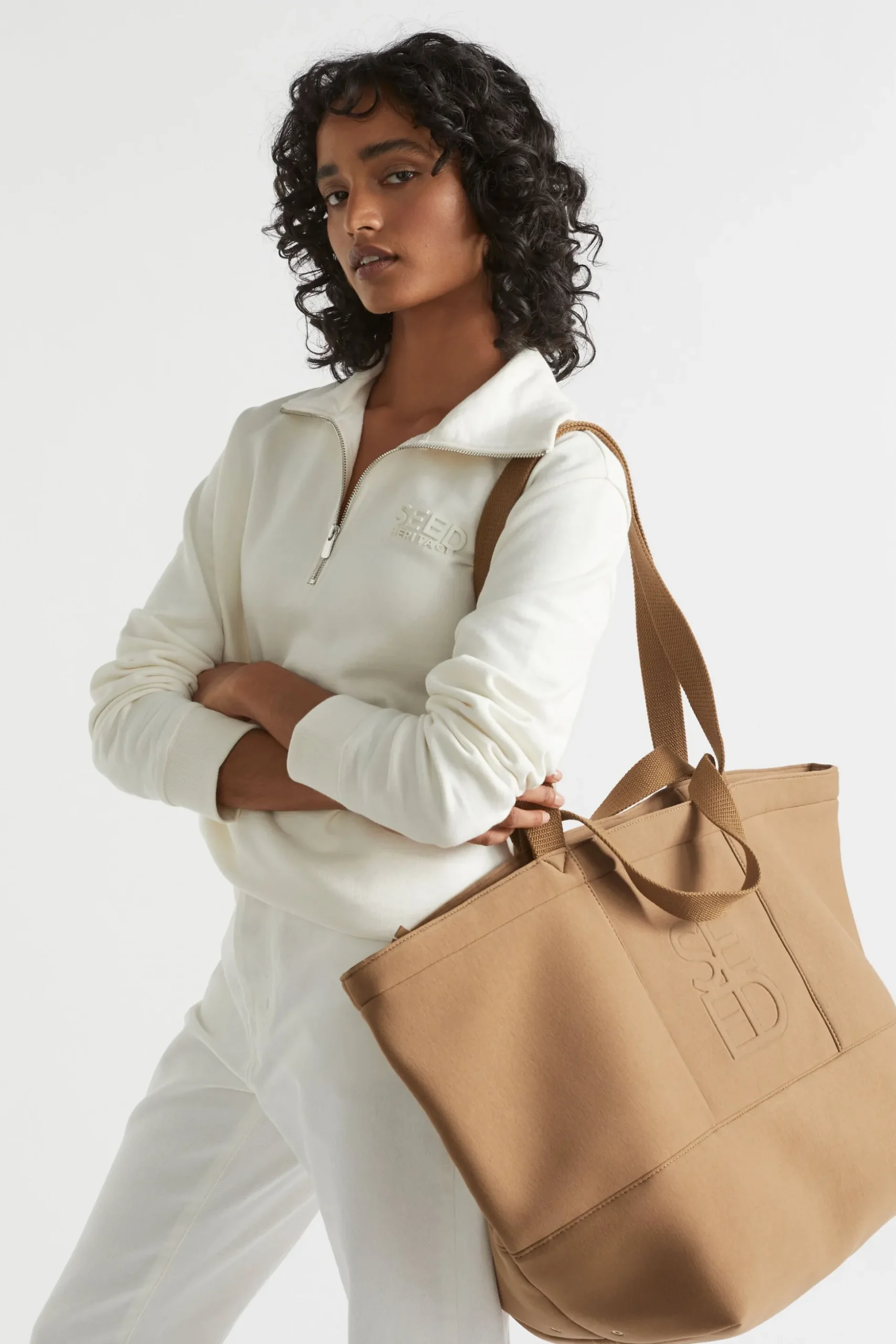 Seed Heritage Beach Bags-Seed Logo Jersey Overnight Bag Deep Brass