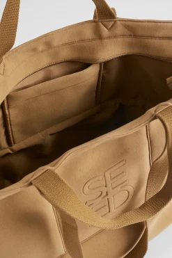 Seed Heritage Beach Bags-Seed Logo Jersey Overnight Bag Deep Brass