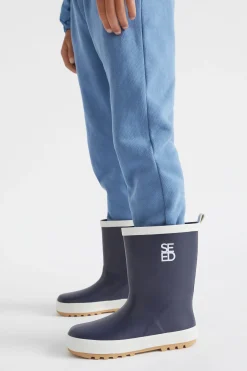 Seed Heritage Boots-Seed Logo Rubber Gumboot Navy