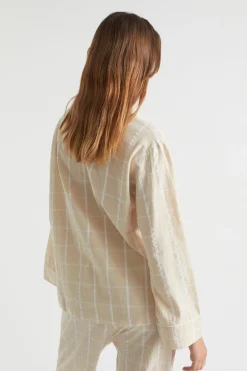 Seed Heritage Sleepwear-Seersucker Grid Sleep Shirt Stone