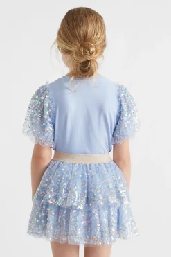 Seed Heritage T-Shirts & Tops-Sequin Tee Powder Blue