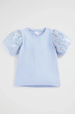 Seed Heritage T-Shirts & Tops-Sequin Tee Powder Blue