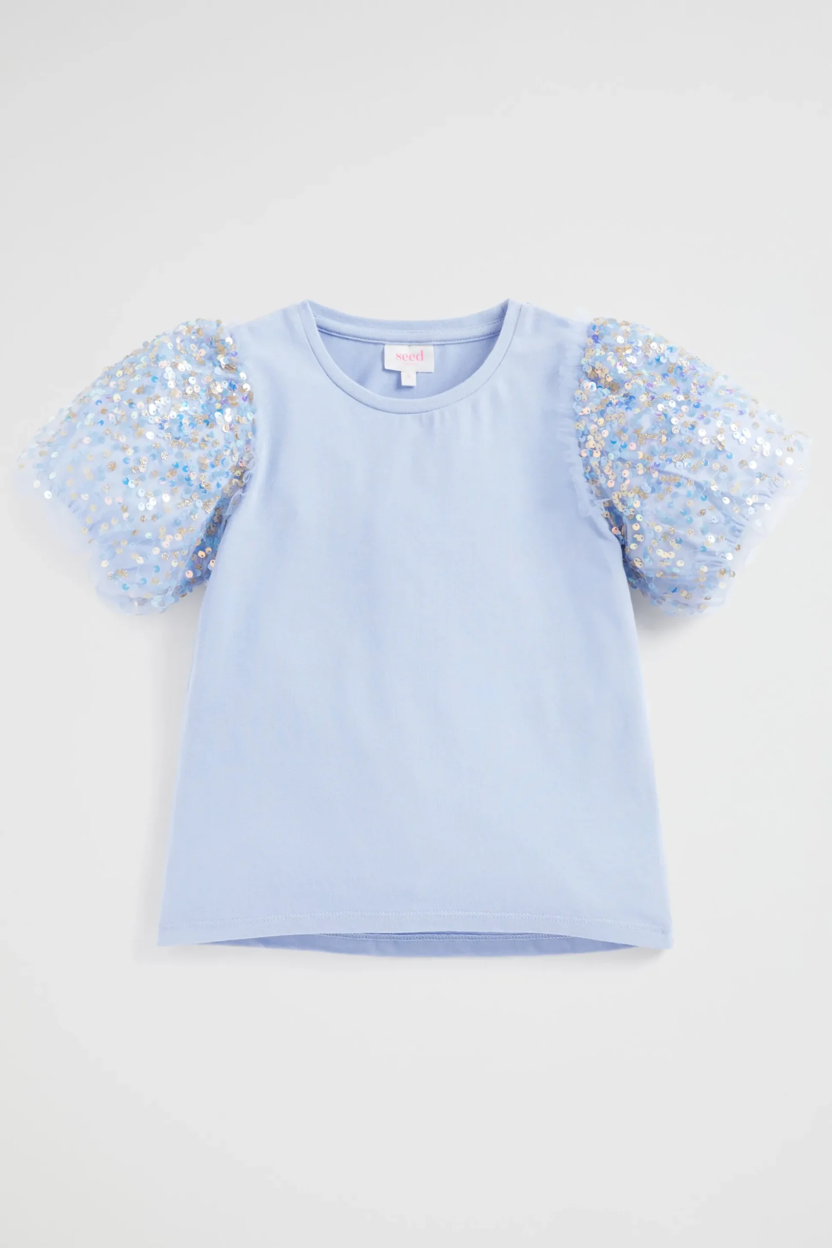 Seed Heritage T-Shirts & Tops-Sequin Tee Powder Blue