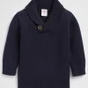 Seed Heritage Knitwear & Sweaters-Shawl Neck Knit Midnight Blue