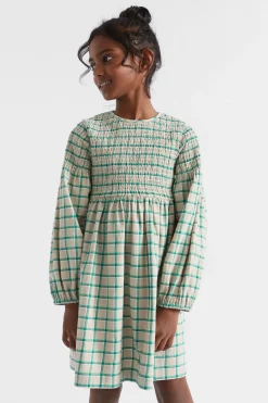 Seed Heritage Dresses-Shirred Gingham Dress Pea Green