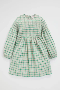 Seed Heritage Dresses-Shirred Gingham Dress Pea Green