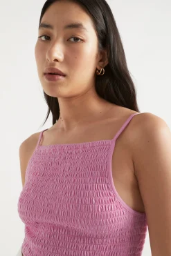 Seed Heritage T-Shirts & Tops-Shirred Jersey Crop Soft Orchid