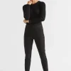 Seed Heritage Pants-Slim Leg Zip Waist Pant Black