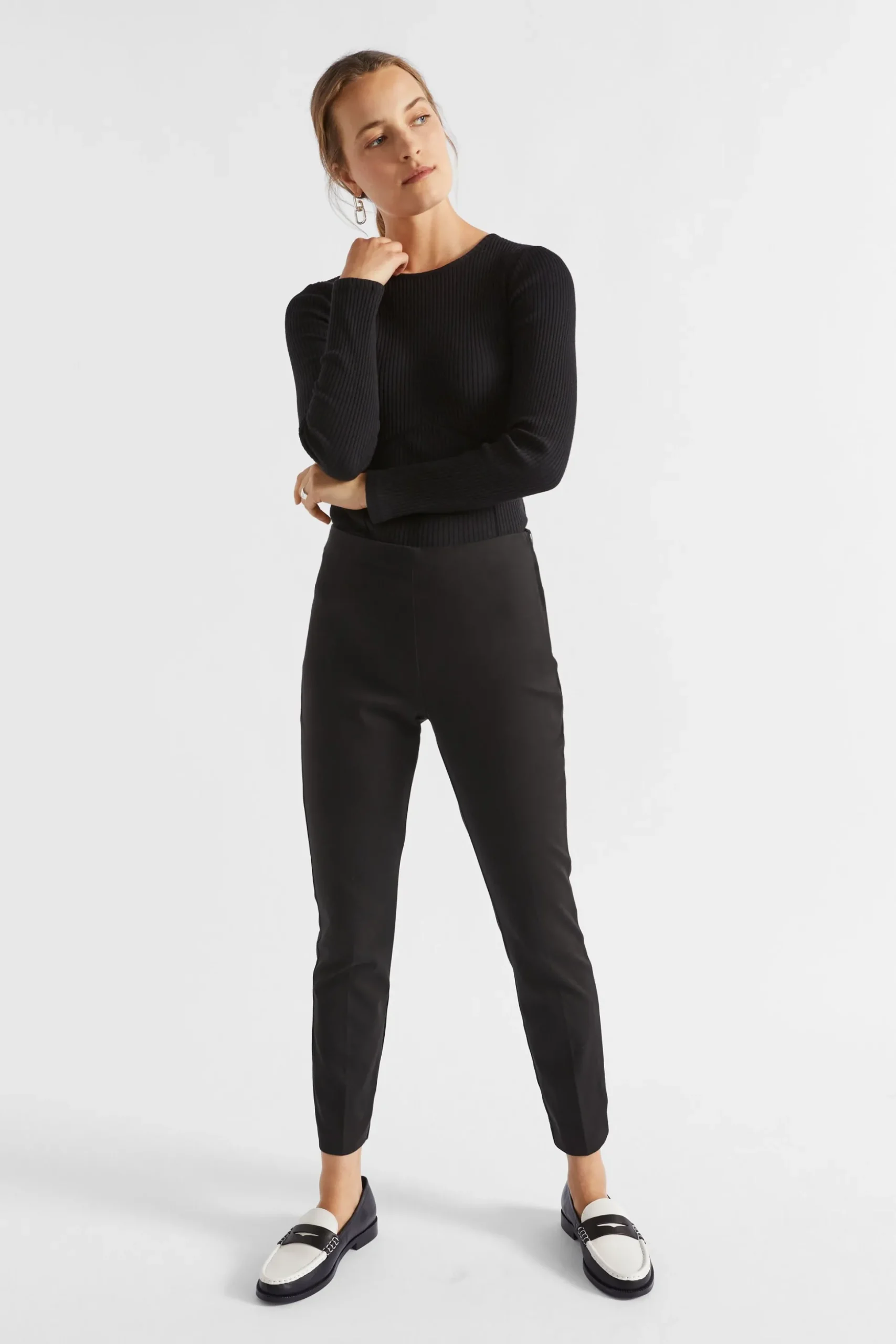 Seed Heritage Pants-Slim Leg Zip Waist Pant Black
