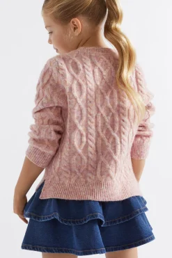 Seed Heritage Knitwear & Sweaters-Spacedye Cable Knit Orchid