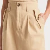 Seed Heritage Skirts-Split Front Midi Skirt Light Chestnut