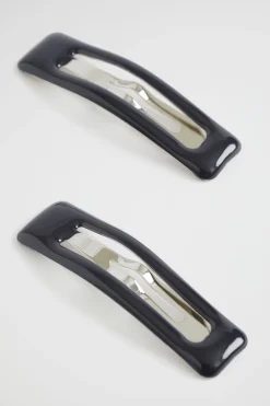 Seed Heritage Hair Accessories-Square Enamel Snap Clip Navy