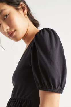 Seed Heritage T-Shirts & Tops-Square Neck Ruched Tee Deep Navy