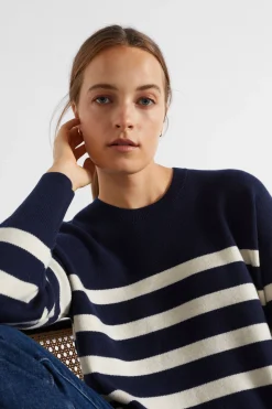 Seed Heritage Knitwear & Sweaters-Stripe Double Knit Sweater Midnight Sky Stripe