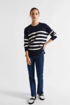 Seed Heritage Knitwear & Sweaters-Stripe Double Knit Sweater Midnight Sky Stripe