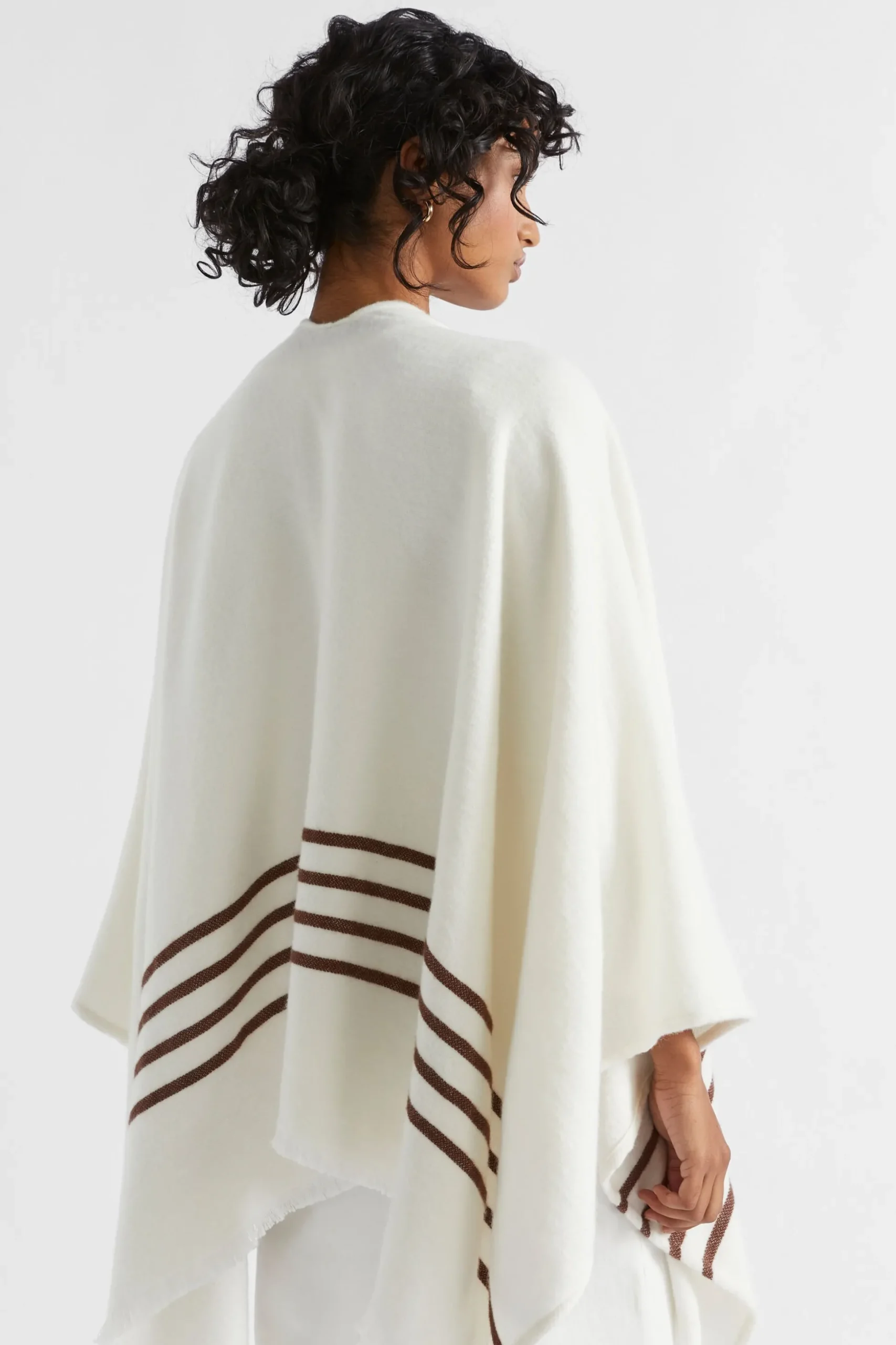 Seed Heritage Scarves & Kaftans-Stripe Poncho Vanilla Cream Stripe