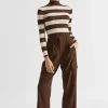 Seed Heritage Knitwear & Sweaters-Stripe Rib Mock Neck Hot Chocolate Stripe