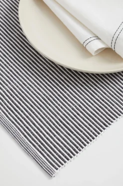 Seed Heritage Kitchen & Dining-Stripe Rib Placemat Set Of 4 Charcoal