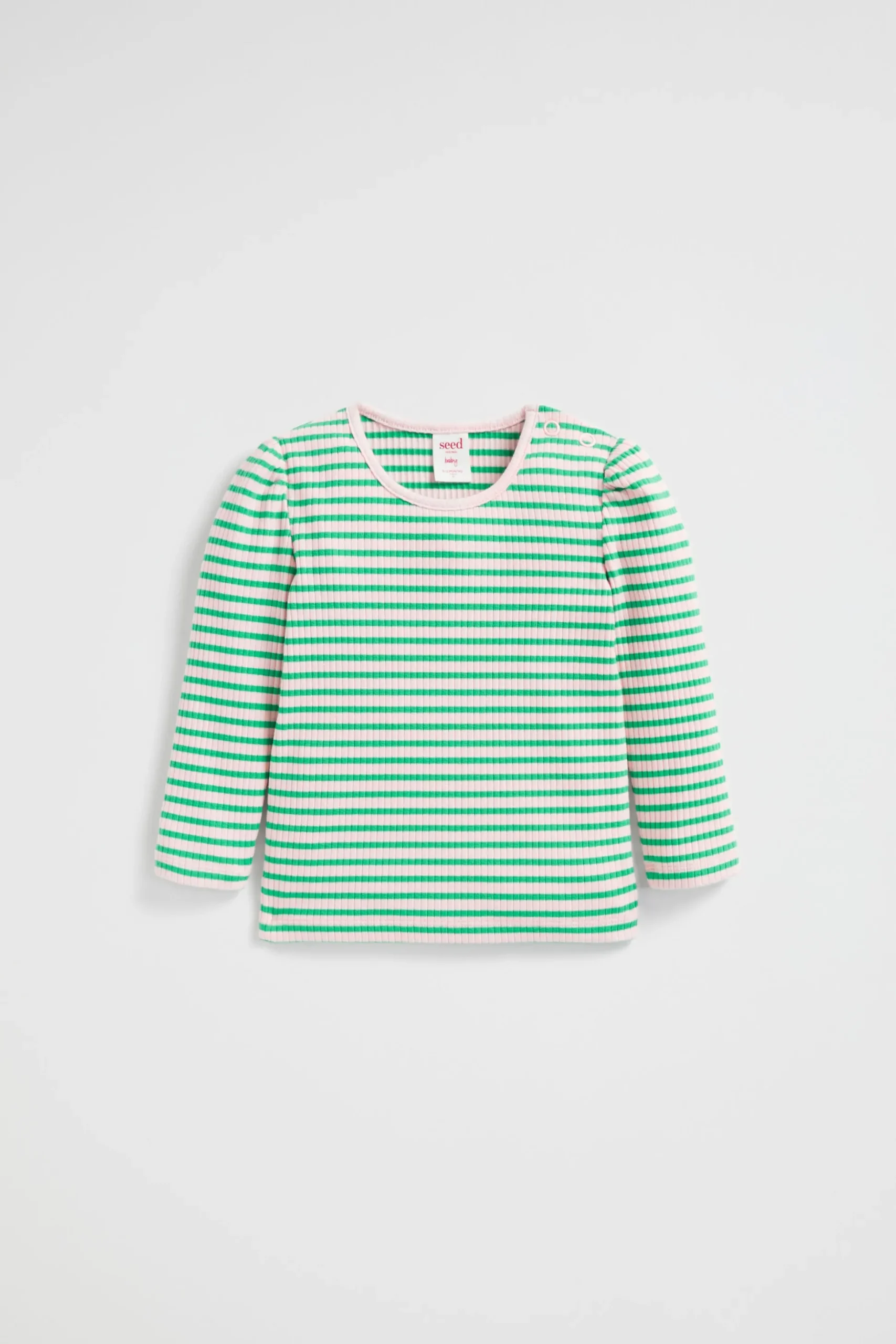 Seed Heritage T-Shirts & Tops-Stripe Rib Top Pea Green