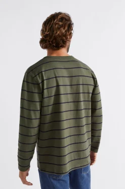 Seed Heritage T-Shirts & Sweaters-Stripe Tee Dark Khaki