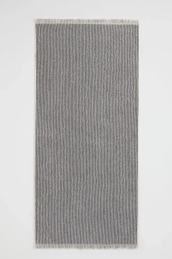Seed Heritage Bathroom-Stripe Textured Towel Charcoal