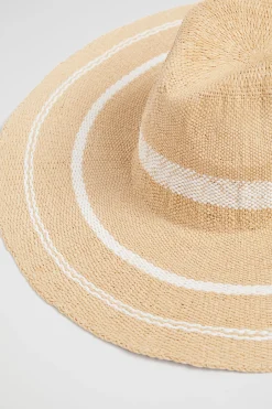 Seed Heritage Hats & Gloves-Stripe Wide Brim Panama Natural Cream