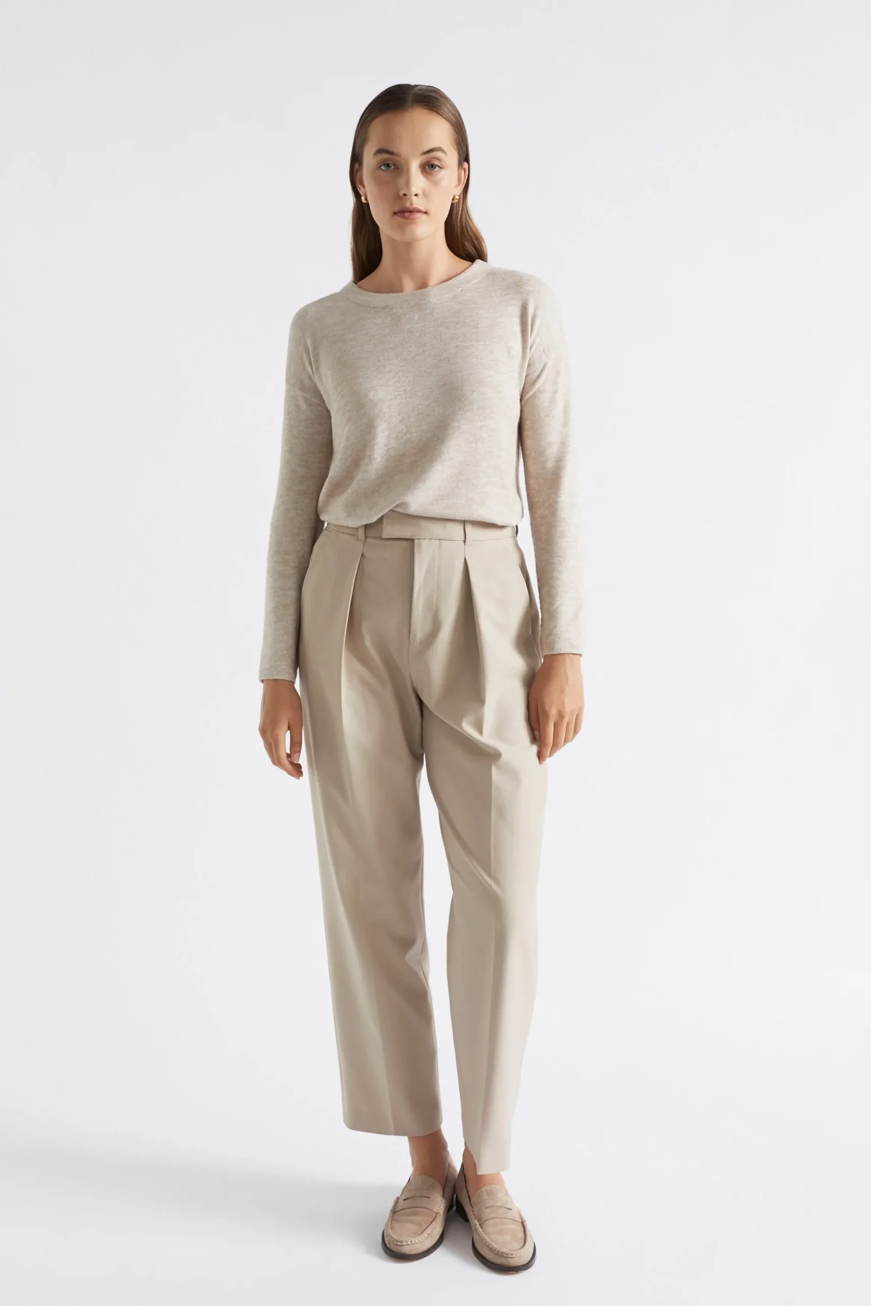 Seed Heritage T-Shirts & Tops-Supersoft Curve Hem Top Light Storm Marle