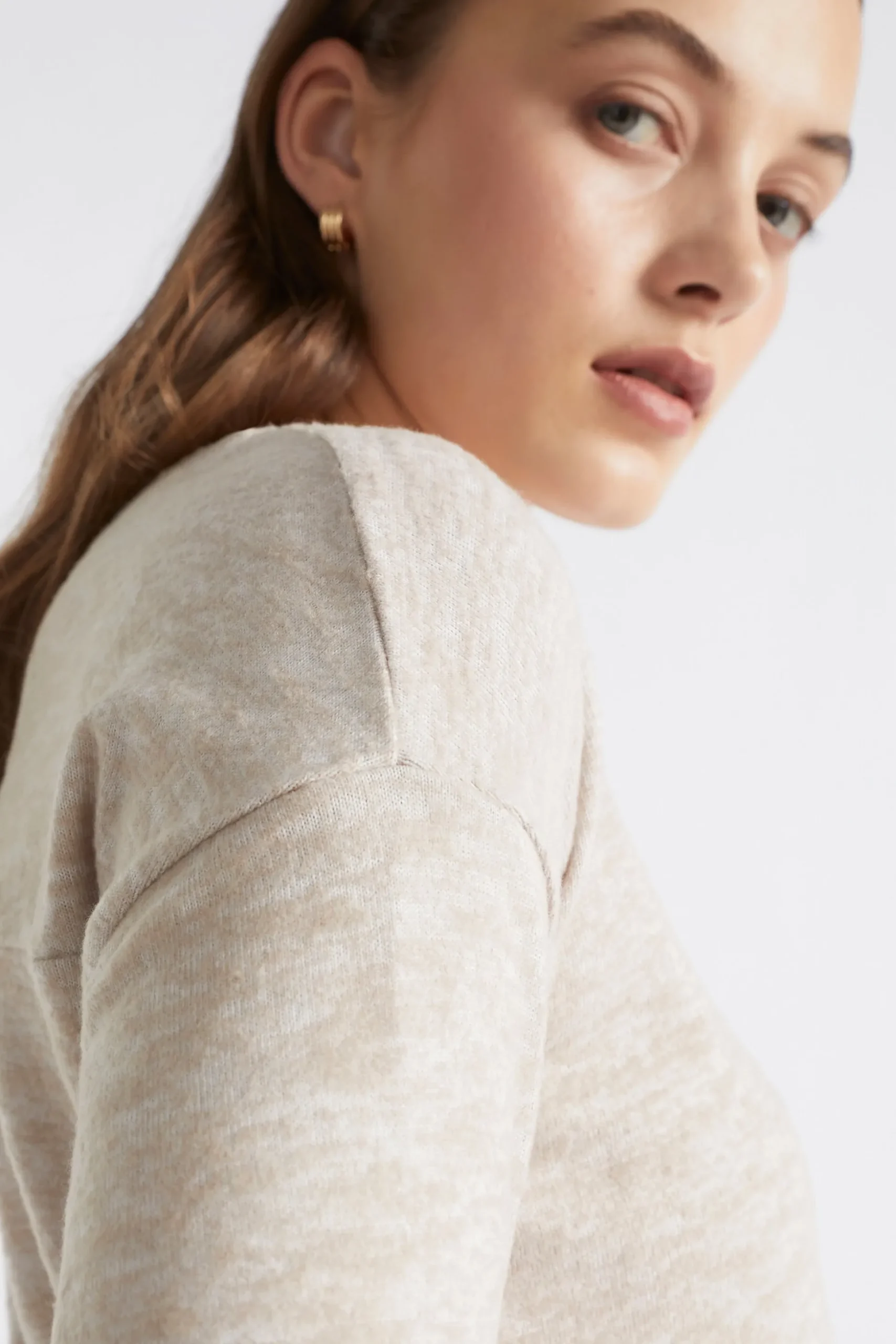 Seed Heritage T-Shirts & Tops-Supersoft Curve Hem Top Light Storm Marle