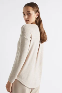 Seed Heritage T-Shirts & Tops-Supersoft Curve Hem Top Light Storm Marle