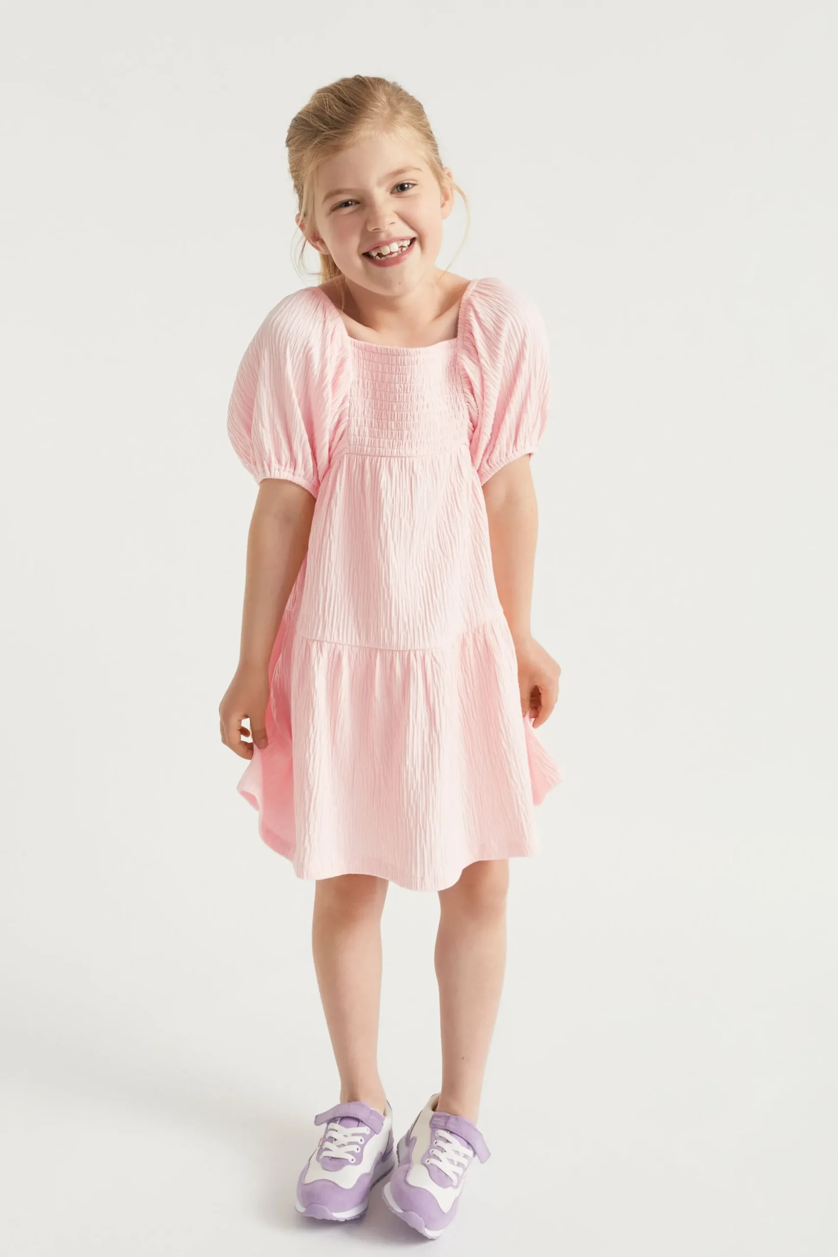 Seed Heritage Dresses-Textured Cotton Dress Dusty Rose