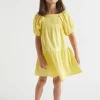 Seed Heritage Dresses-Textured Cotton Dress Sunshine