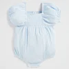 Seed Heritage Playsuits & Overalls-Textured Cotton Romper Baby Blue