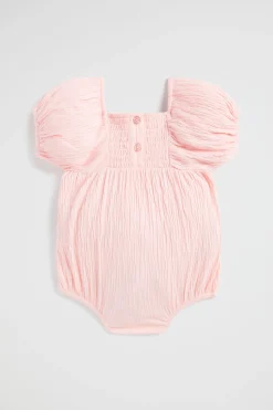 Seed Heritage Playsuits & Overalls-Textured Cotton Romper Dusty Rose